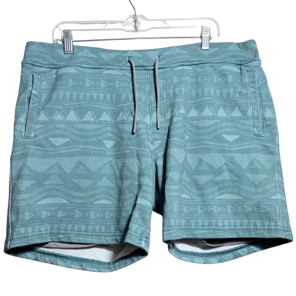 Chubbies Mens XL Sweat Shorts Teal Geometric Tribal Pattern 5.5 Inseam